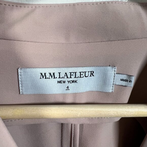 MM Lafleur Cassandra Dress Size 4 Blush Neutral OrigamiTech Midi Career Work - Picture 4 of 8